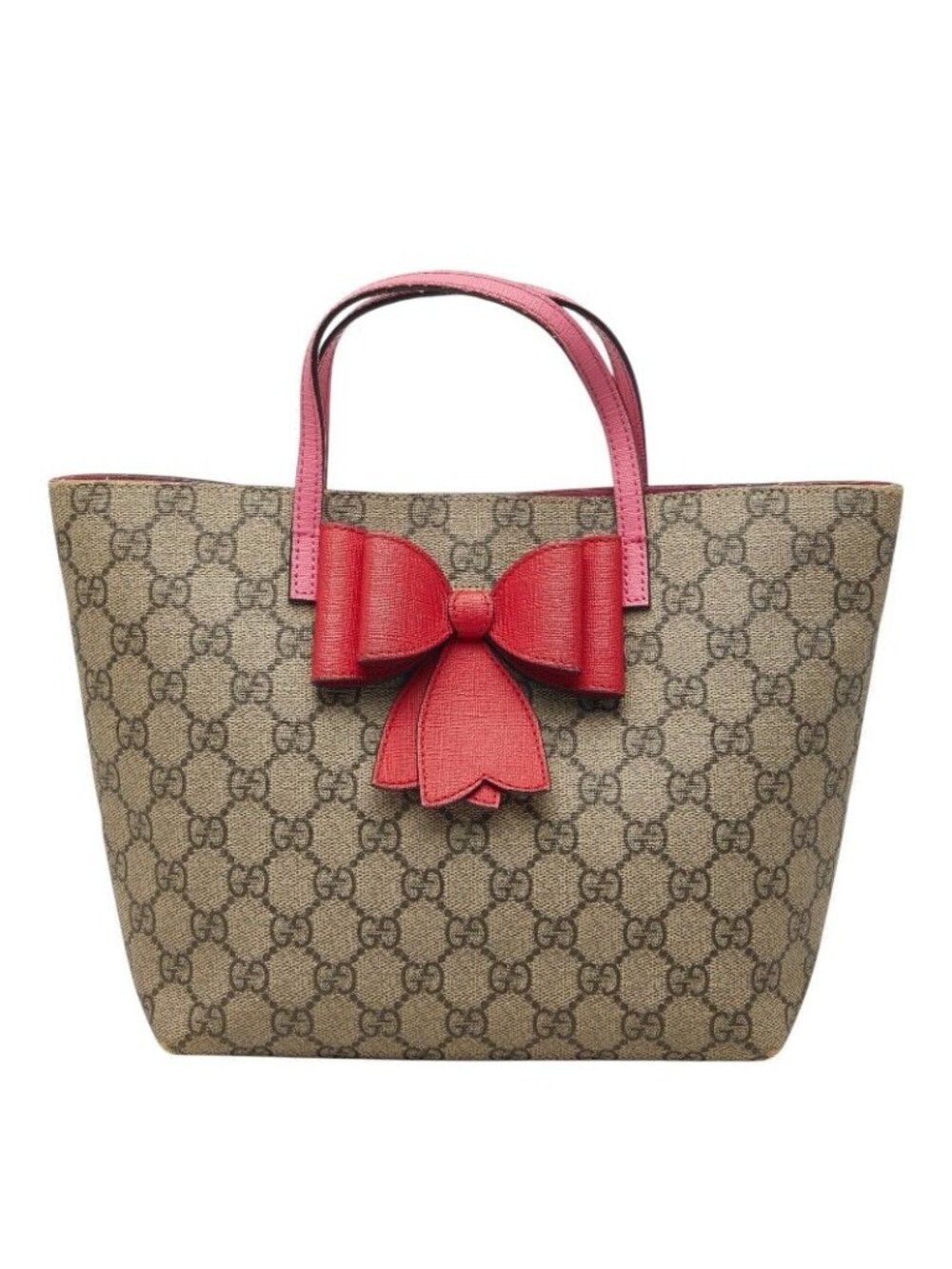 Gucci GG Supreme Children's Ribbon Handbag Beige Pink Leather
